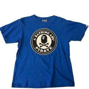 A Bathing Ape Blue Pirate Logo Tee Sz M